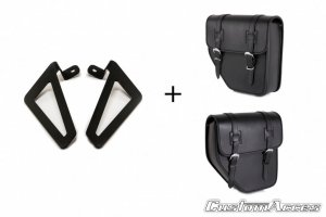 Leather saddlebag CUSTOMACCES IBIZA black pair, with universal support