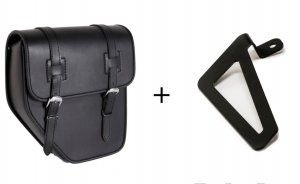 Leather saddlebag CUSTOMACCES IBIZA black right, with universal support