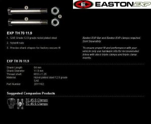 Handlebar mounting kit EASTON EXP EXP