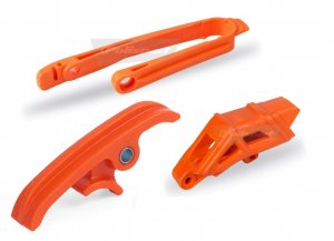 Chain guide / slider / sliding piece kit POLISPORT orange KTM