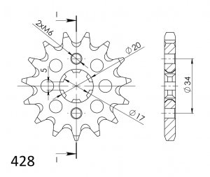 Front sprocket SUPERSPROX CST-1264:17 17T, 428
