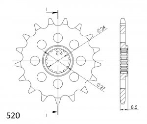 Front sprocket SUPERSPROX 17T, 520