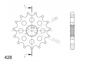 Front sprocket SUPERSPROX CST-558:20 20T, 428