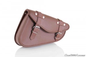 Leather saddlebag CUSTOMACCES DETROIT brown left