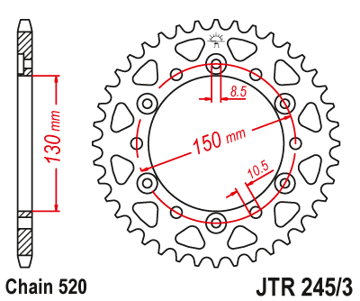 Rear Sprocket Jt Jtr 245 3 45 45t 5 Rear Sprockets Jt High Carbon Steel Eshop Polish Motonet