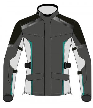 Tour women jacket iXS EVANS-ST 2.0 dark grey-light grey-turquoise DXL